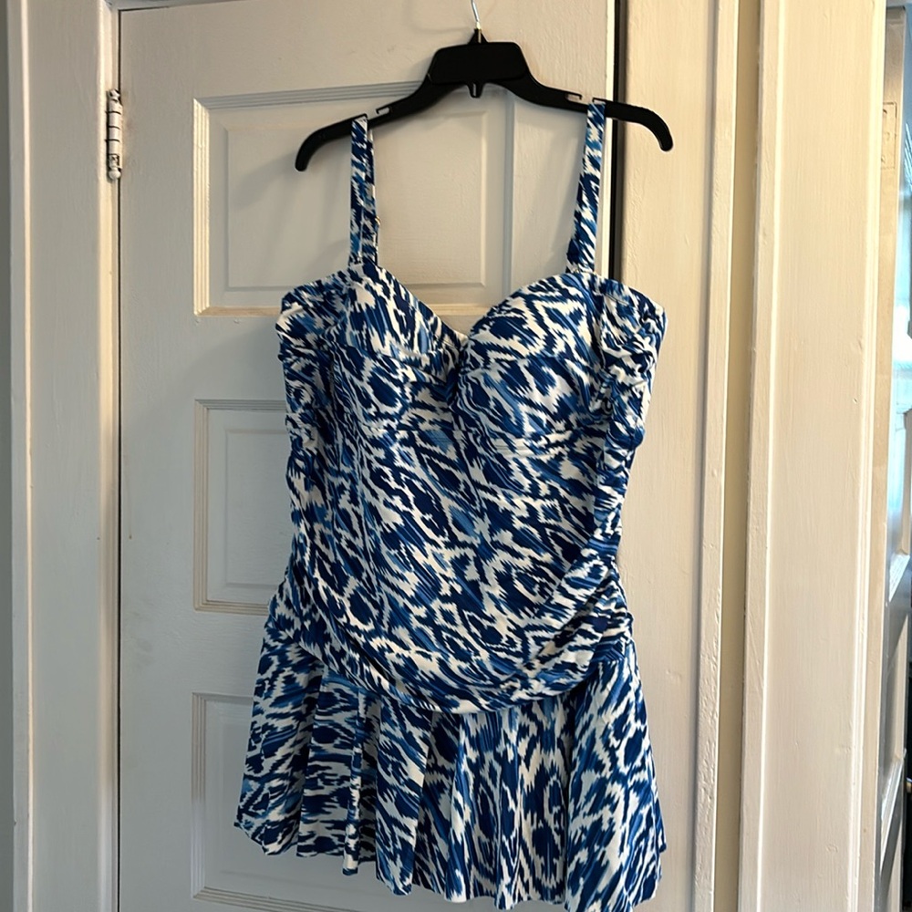 Pretty blue and white swim dress